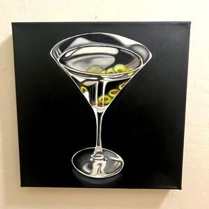 Martini Glass Original Acrylic Painting Hand Signed